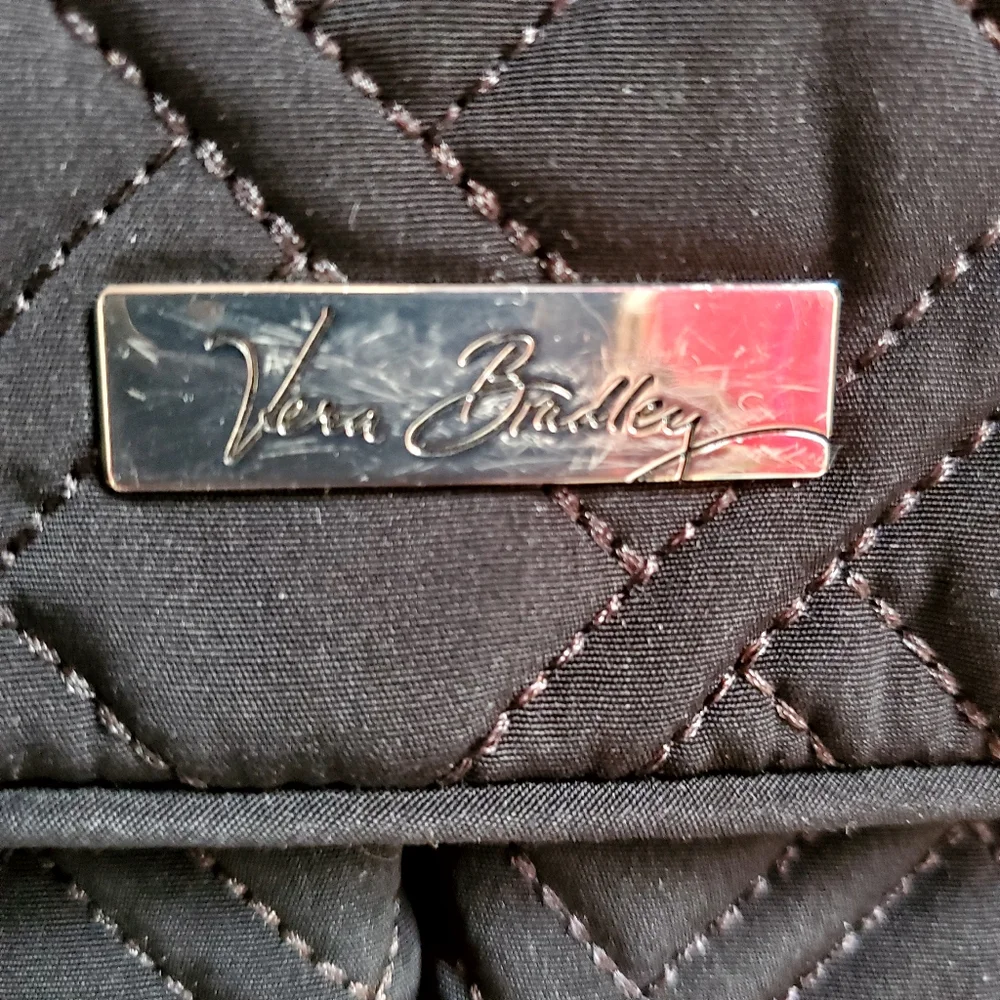 Vera Bradley Black Nylon Double Zip Mailbag - Picture 2 of 14